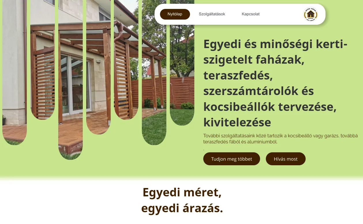 Prémium kisvállalati weboldal készítés referencia - Buzás Faházak